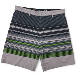 OP OPFLEX Mens 36 Striped Swim Trunks Shorts 4 Way‎ Stretch Charcoal Gray Board